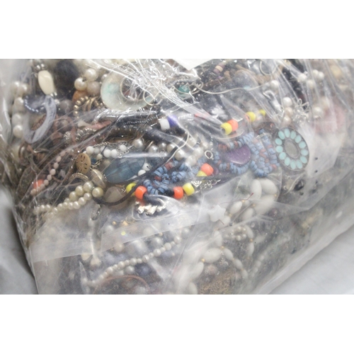 35 - A 15 KG BAG OF VINTAGE COSTUME JEWELLERY