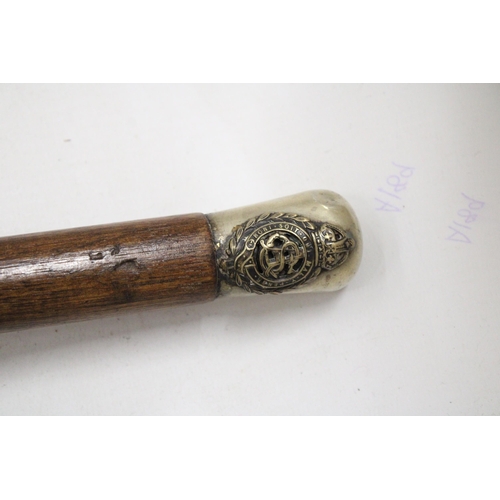 39 - A MILITARY SWAGGER STICK WITH TWO AFRICAN SPEARS