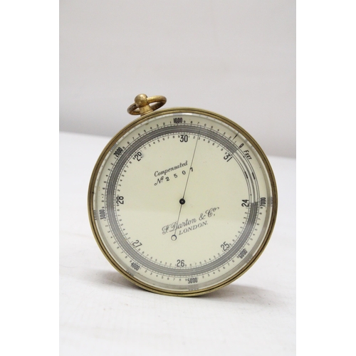 4 - A PRE 1924 MILITARY ANEROID COMPENSATED BAROMETER NO. 2507 BY F. DARTON & CO., LONDON