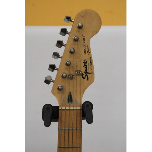 45 - A SQUIRE STRATOCASTER BY FENDER WITH STAND - CN5044009