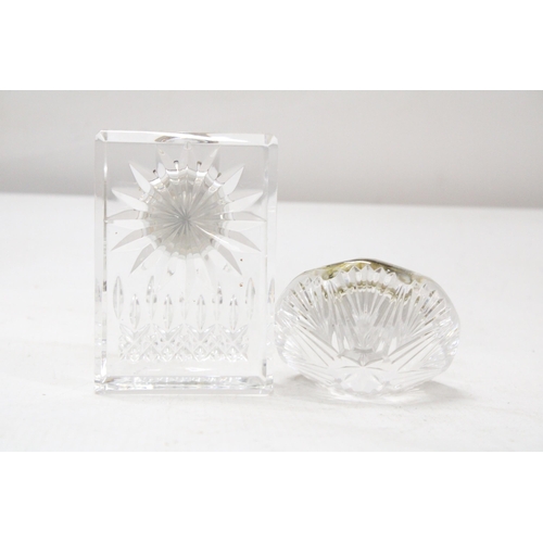 5 - A WATERFORD CRYSTAL LISMORE MINI VANITY CLOCK TOGETHER WITH A WATERFORD CRYSTAL STAR DIGITAL CLOCK