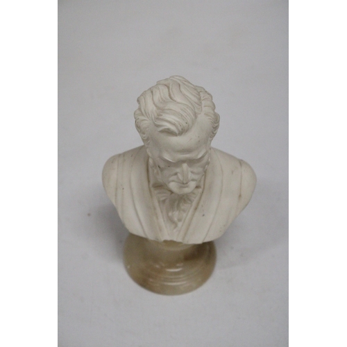 155 - A BUST OF GERMAN COMPOSER WAGNER ON MARBLE PLINTH