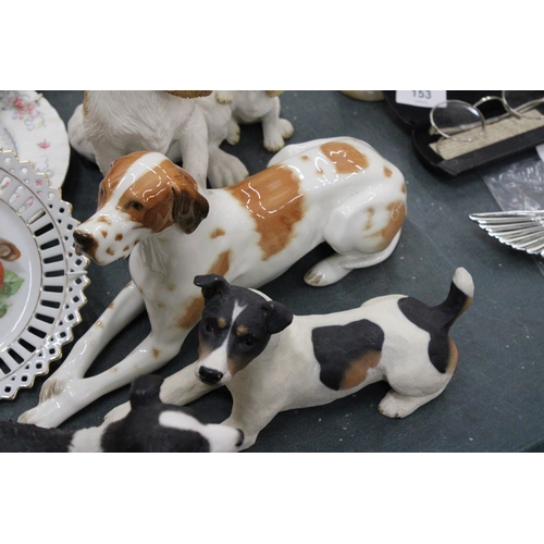 157 - FOUR CERAMIC DOG ORNAMENTS TO INCLUDE 