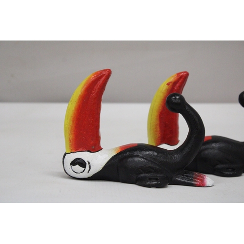 161 - A PAIR OF CAST GUINNESS TOUCAN COAT HOOKS