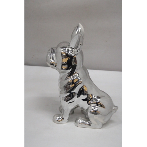 162 - A LARGE CHROME BULLDOG, HEIGHT 29CM