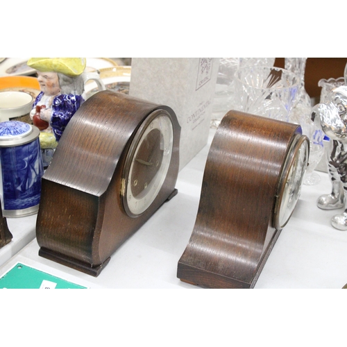 165 - TWO VINTAGE MAHOGANY MANTLE CLOCKS