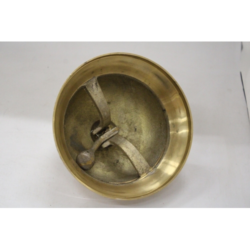 187 - A LARGE BRASS DESK BELL - 7 INCH DIAMETER