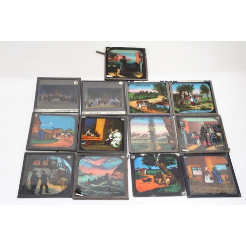 198 - A COLLECTION OF MAGIC LANTERN SLIDES TO INCLUDE NURSERY RHYMES, ETC