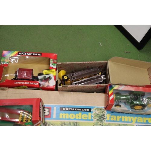 464 - A LARGE QUANTITY OF VINTAGE BRITAINS FARM MODELS AND VEHICLES TO INCLUDE A MODEL FARMYARD, CODE 4711... 