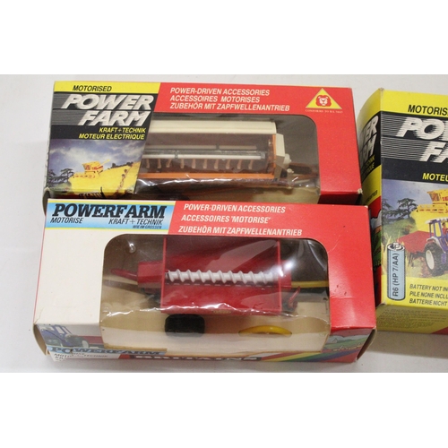 479 - THREE BRITAINS 1:32 SCALE MODELS TO INCLUDE A MOTORISED POWER FARM FORD TW 35 TRACTOR, A POWERFARM V... 