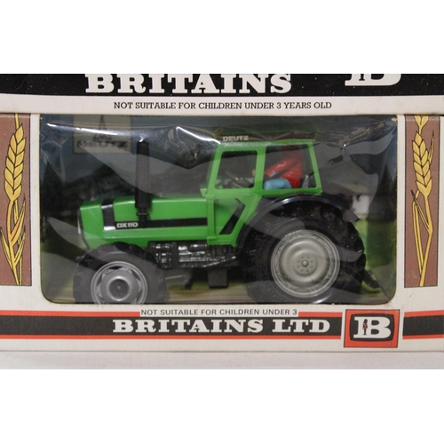 480 - TWO VINTAGE BRITAINS TRACTORS TO INCLUDE A DEUTZ DX110, CATALOGUE NUMBER 9526 AND A FIAT TRACTOR, CA... 