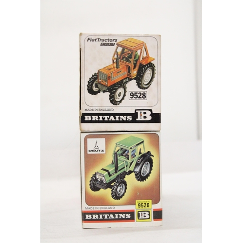 480 - TWO VINTAGE BRITAINS TRACTORS TO INCLUDE A DEUTZ DX110, CATALOGUE NUMBER 9526 AND A FIAT TRACTOR, CA... 