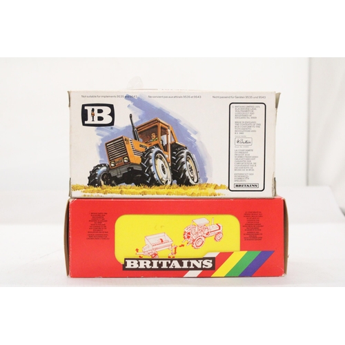 481 - TWO VINTAGE BRITAINS MODELS TO INCLUDE A FIAT TRACTOR AND A VICON VARI SPREADER - BOTH BOXED