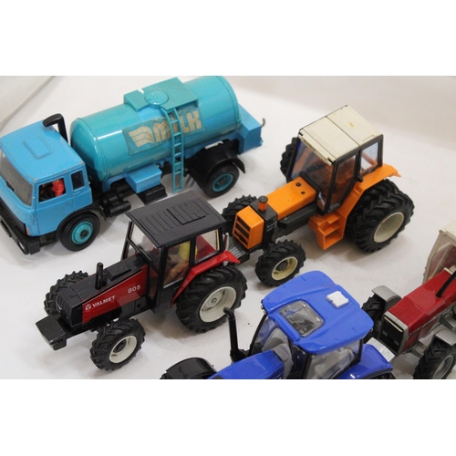 494 - FIVE BRITAINS 1:32 SCALE MODELS TO INCLUDE A MASSEY FERGUSON 3680 TRACTOR, A RENAULT 145-14 TRACTOR,... 