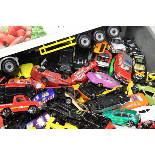 266 - A LARGE COLLECTION OF DIE-CAST TOY CARS TO INCLUDE A LARGE MORRISONS LORRY