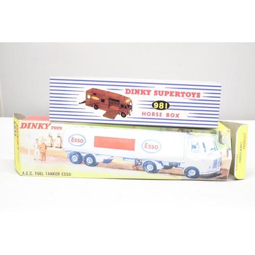 269 - TWO DINKY MODELS TO INCLUDE, 945 AEC FUEL TANKER (ESSO) PLUS 981, A BRITISH RAIL HORSEBOX - BOTH BOX... 