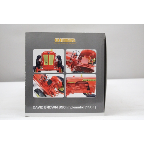 271 - A UNIVERSAL HOBBIES MODEL, ITEM NO. 4006, DAVID BROWN 990 IMPLEMATIC (1961), COLLECTORS MODEL TRACTO... 