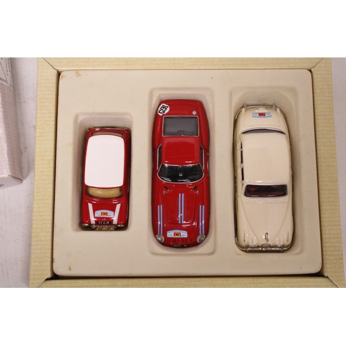 272 - A CORGI TOYS, TOUR-DE-FRANCE SET TO INCLUDE, A FERRARI, JAGUAR MK 11 AND A MINI, SET NO. 97708 - AS ... 