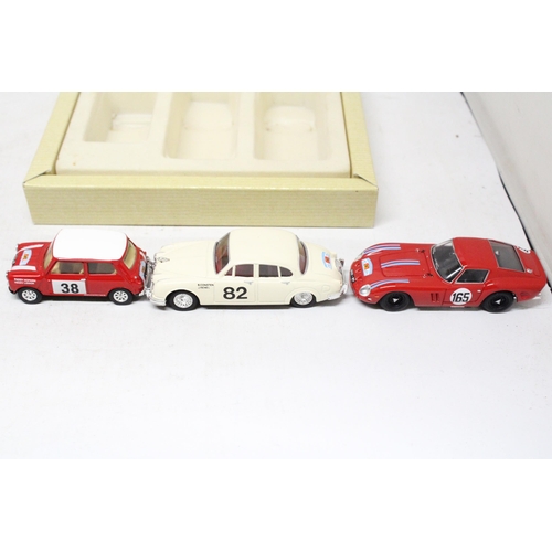 272 - A CORGI TOYS, TOUR-DE-FRANCE SET TO INCLUDE, A FERRARI, JAGUAR MK 11 AND A MINI, SET NO. 97708 - AS ... 