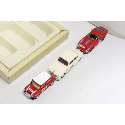 272 - A CORGI TOYS, TOUR-DE-FRANCE SET TO INCLUDE, A FERRARI, JAGUAR MK 11 AND A MINI, SET NO. 97708 - AS ... 