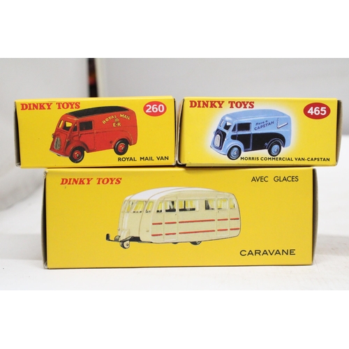 273 - FIVE ATLAS DINKY MODELS TO INCLUDE, 811 CARAVANE, 481 OVALTINE BEDFORD VAN, 482 BEDFORD VAN 'DINKY T... 