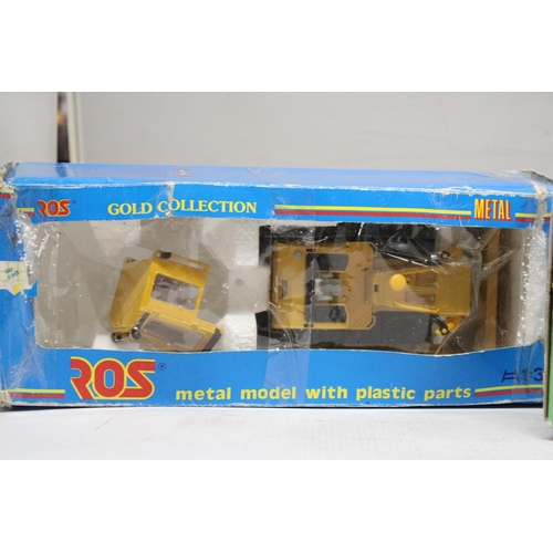 277 - A ROS MODEL GOLD COLLECTION METAL BULLDOZER PLUS AN ERTL, 2470 CASE TOY FARMER, TRACTION KING - BOTH... 