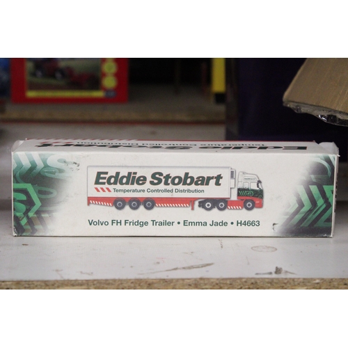 282 - TWO EDDIE STOBART LORRIES TO INCLUDE A MAN CURTAINSIDE AND A VOLVO FRIDGE TRAILER - BOTH AS NEW IN B... 