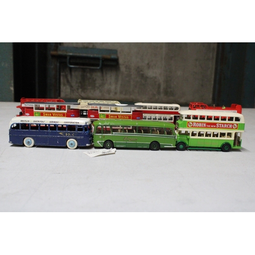 296 - NINE DIE-CAST BUSES AND TRAMS TO INCLUDE DINKY AND MATCHBOX