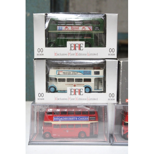 367 - SEVEN MODELS OF BUSES TO INCLUDE CORGI, ETC