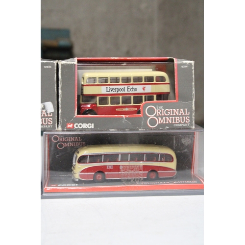 367 - SEVEN MODELS OF BUSES TO INCLUDE CORGI, ETC