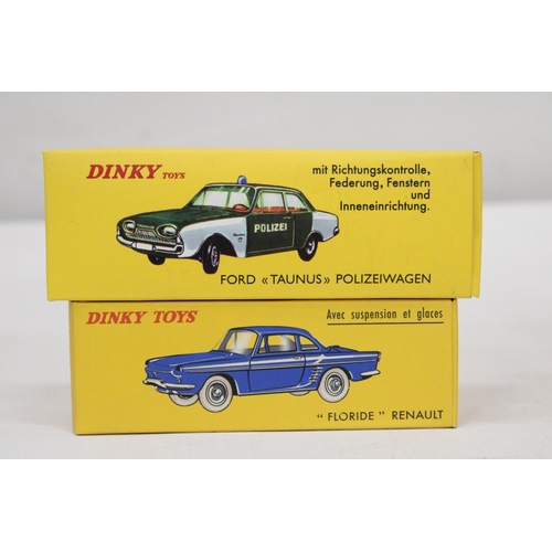 386 - FIVE ATLAS DINKY MODELS TO INCLUDE, 547 P L 17 PANHARD, 104 ASTON MARTIN DB35, 543 'FLORIDE' RENAULT... 