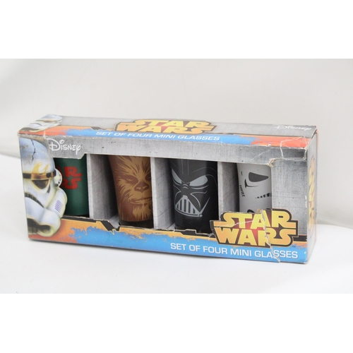 397 - FOUR STAR WARS ITEMS TO INCLUDE A DARTH VADER TRANSFORMER, AN ANAKIN SKYWALKER FIGURE, FOUR MINI GLA... 