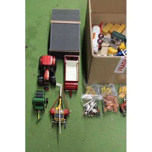 531 - A LARGE QUANTITY OF BRITAINS 1:32 SCALE FARMYARD MODELS AND ACCESSORIES TO INCLUDE BUILDINGS, TRACTO... 