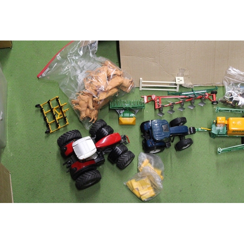 533 - A QUANTITY OF BRITAINS AND SIKU 1:32 SCALE FARMYARD MODELS AND ACCESSORIES TO INCLUDE A BUILDING, TR... 