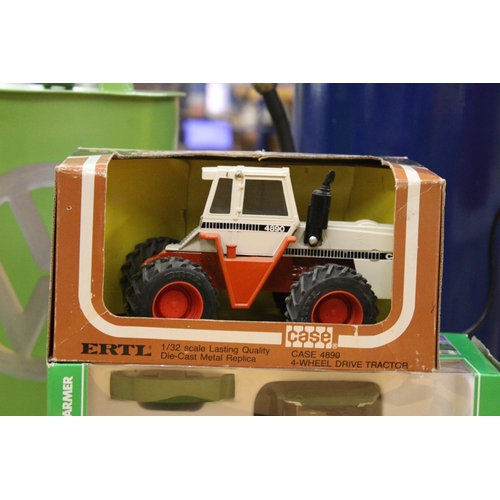 566 - TWO 1:32 SCALE MODEL TRACTORS TO INCLUDE A SIKU JOHN DEERE 8R 370 AND A ERTL CASE 4 WHEEL DRIVE TRAC... 