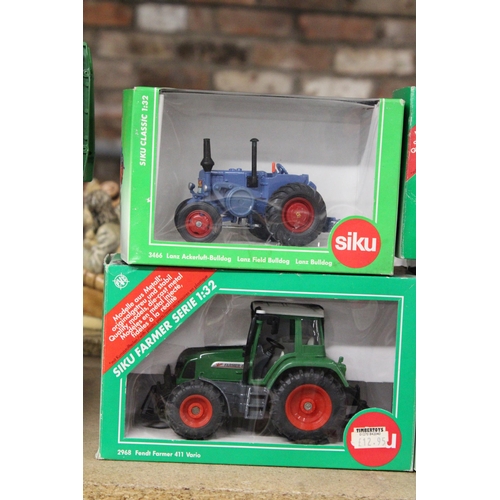 221 - FOUR SIKU 1:32 SCALE FARM MODEL TRACTORS TO INCLUDE AFENDT 930 VARIO, A FENDT FARMER 411 VARIO, A LA... 