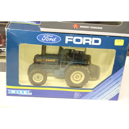 227 - TWO BRITAINS AND ONE UNIVERSAL HOBBIES 1:32 SCALE TRACTORS TO INCLUDE A FORD TW-5 (AS NEW IN BOX), A... 