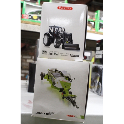 232 - A WIKING VALTRA T174 TRACTOR PLUS A CLAAS DIRECT DISC 520 - BOTH AS NEW IN BOXES