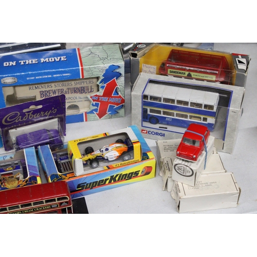 254 - A COLLECTION OF VARIOUS BOXED DIECAST MODEL VEHICLES TO INCLUDE MATCHBOX AND CORGI, BUSES AND VANS