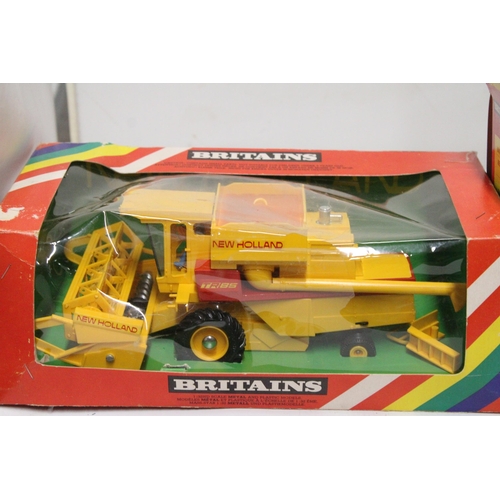 507 - THREE BRITAINS 1:32 SCALE MODELS TO INCLUDE A 9575 NEW HOLLAND COMBINE HARVESTER, A BAUER VACUUM TAN... 