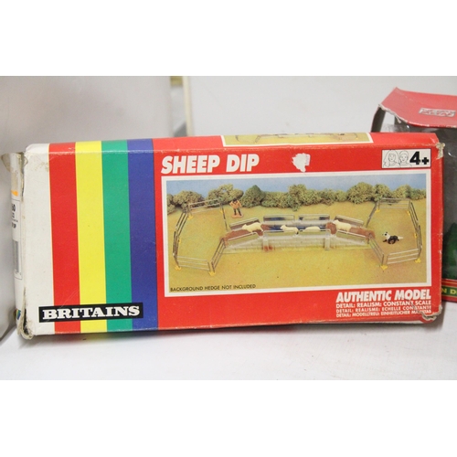 508 - TWO BRITAINS 1:32 SCALE MODELS TO INCLUDE A SHEEP DIP NO. 7160 - AS NEW AND AN ELITE JOHN DEERE 6210... 