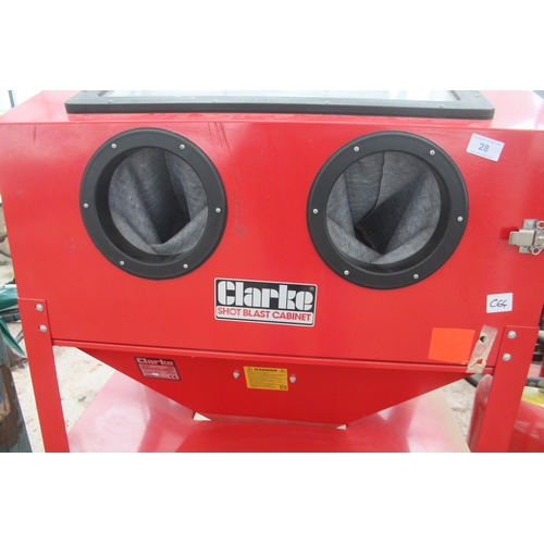 28 - CLARKE SHOT BLAST CABINET AND POT IN WORKING ORDER  NO VAT