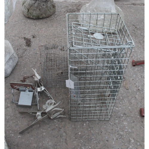 45 - TWO MOLE TRAPS, ONE A. FENN MK4 RAT TRAP, TWO HUMANE TRAPS NO VAT