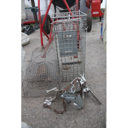 45 - TWO MOLE TRAPS, ONE A. FENN MK4 RAT TRAP, TWO HUMANE TRAPS NO VAT