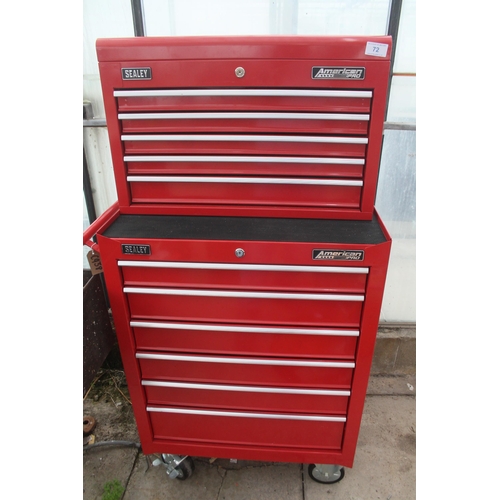 72 - SEALY TOP BOX AND ROLL CAB WITH KEYS  NO VAT