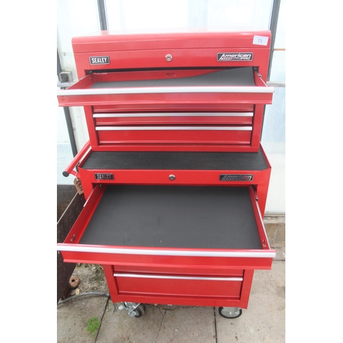 72 - SEALY TOP BOX AND ROLL CAB WITH KEYS  NO VAT