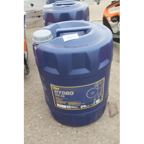 81 - 20 L HYDRAULIC OIL NO VAT