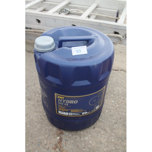 83 - 20 L HYDRAULIC OIL NO VAT