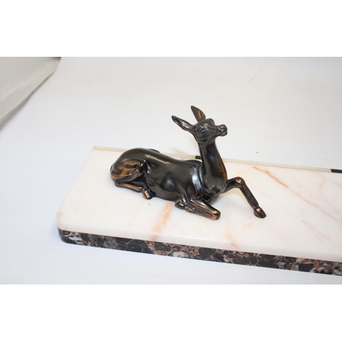 69 - AN ART DECO PAIR OF STAGS ON A MARBLE BASE