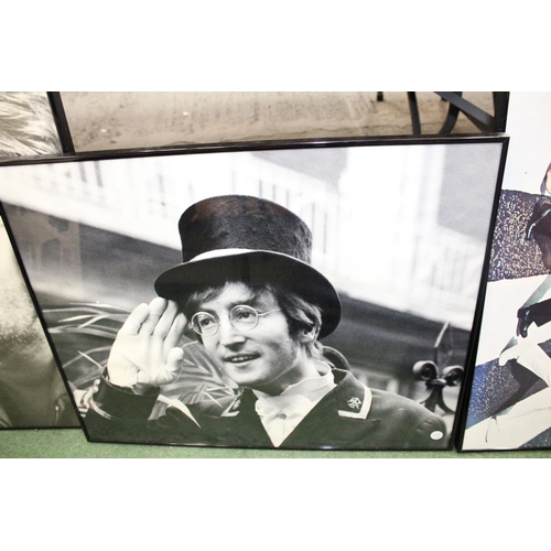 85 - A FRAMED PRINT OF JOHN LENNON DRESSED AS A COMMISSIONAIRE IN 1966 (64 x 51 CM) AND A FURTHER FRAMED ... 